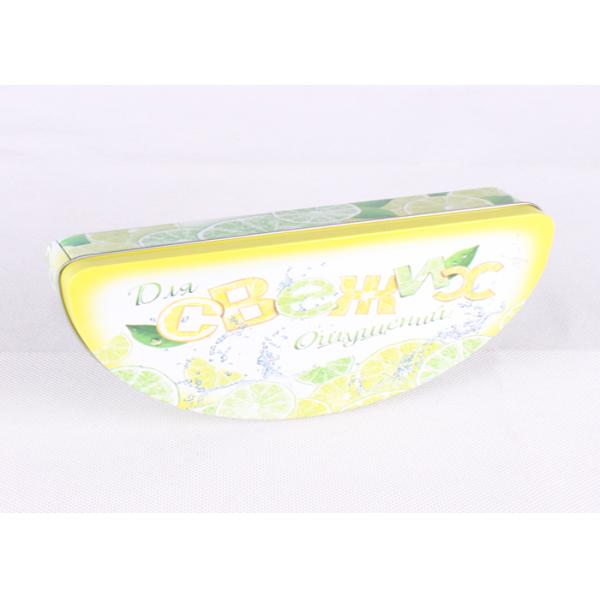 Yellow Half Round Candy Gift Tin Boxes Artwork Printing Food Grade Metal Tinplate