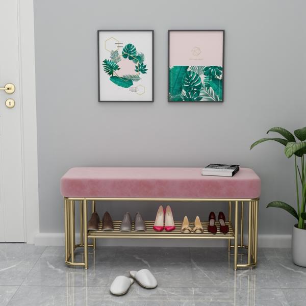 Metal Living Room Furniture Sofa Ottoman and Velvet Stools for Shoe Organization