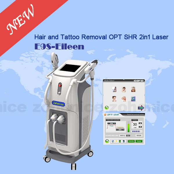 2 In 1 IPL Laser Hair Removal Machine Vertical Tattoo Removal Laser Equipment