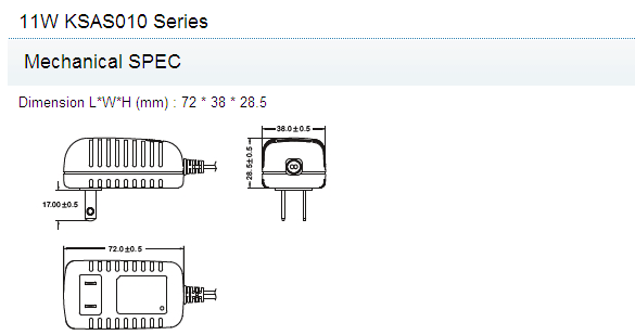 Electronic 11W Universal AC Power Adapter EN60950 Black With Wide Range