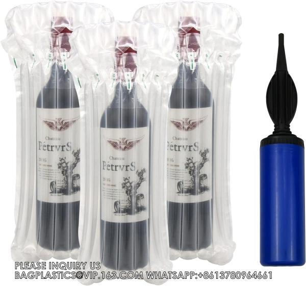 Wine Bottle Protector With Pump,Inflatable Wine Travel Bags,Air Column Cushion Packaging Wine Bags For Luggage