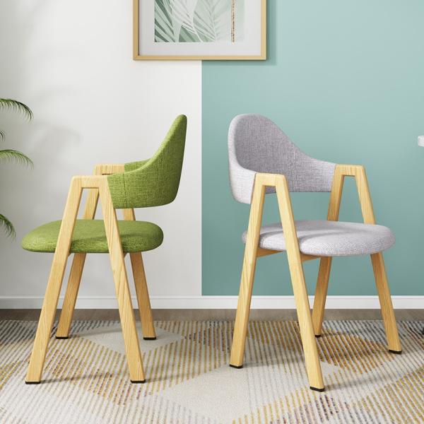 Dining Chair PU Leather Linen Seating Chairs Comfortable Cushion Seat Room with Metal Legs Backrest Kitchen