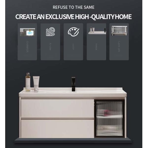 Ceramic Basins Wall Hung Bathroom Vanity Water Resistant With Mirror