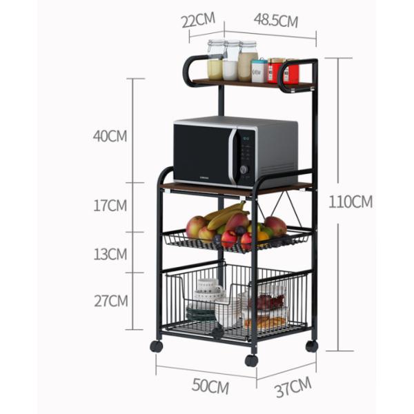 Household Kitchen Living Room Floor Rack Removable Three-Story Rectangular Storage Rack