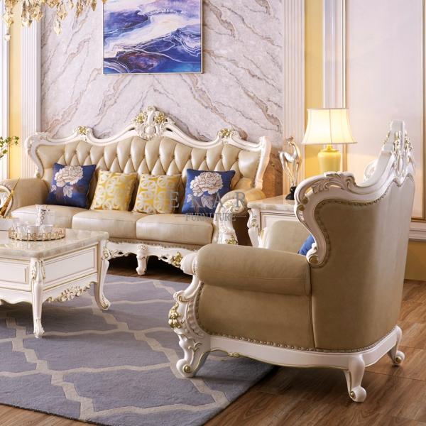 Couch Living Room Wooden Set Royal Leather Sofa