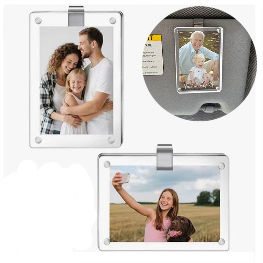 Sublimation Blanks Magnetic Acrylic Car Sun Visor Photo Clip For Souvenir Gifts