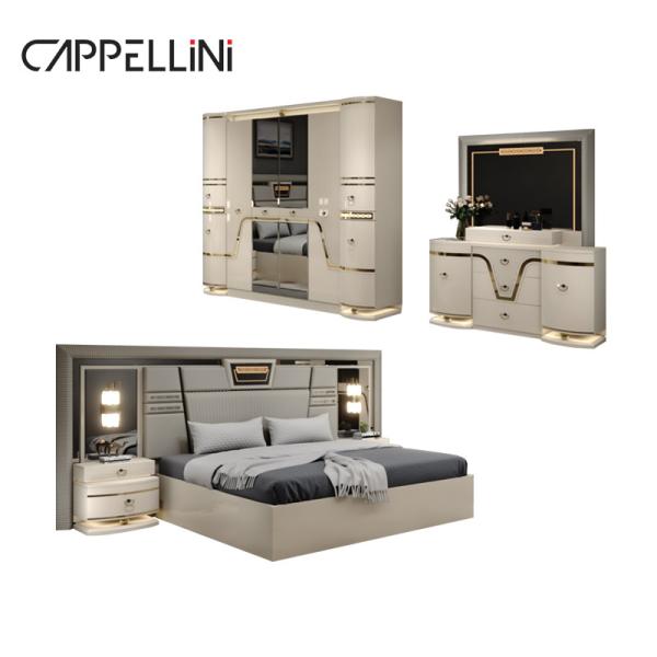 Contemporary Classic King Size Leather Bed Set Double Queen Royal Luxury Modern Wooden Mdf Full Bedroom Sets Furniture