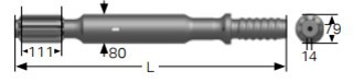 Tamrock HL1000 GT60 Twiz60 670mm Shank Adapters For Tunneling Applications