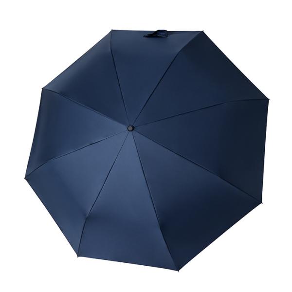 8 Ribs Fiberglass Automatic 3 Fold Umbrella With Wood Handle