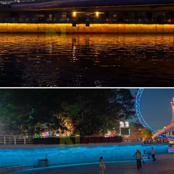 120W Outdoor Water Ripple Light LED Linear Bar RGBW Wave Effect Wall Washer Landscape Lighting
