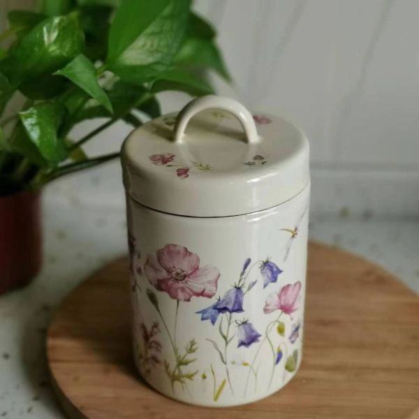 Marble Color Coating Enamel Food Container Bacon Grease Container Leakproof With PE Lid