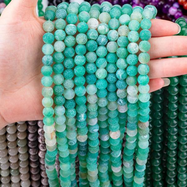 Polished 8mm Green Weathered Natural Amethyst Crystal Beads For Bracelet Necklace