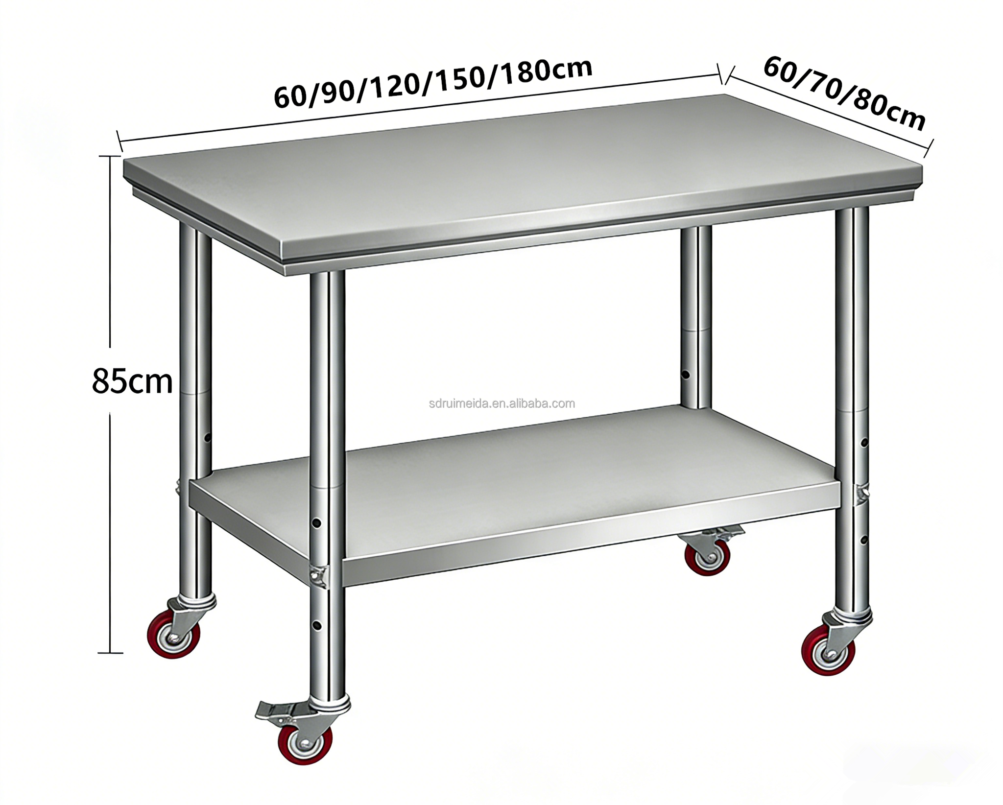 Customizable Stainless Steel Workbench with Adjustable Height Legs and Corrosion Resistance for Heavy-Duty Use