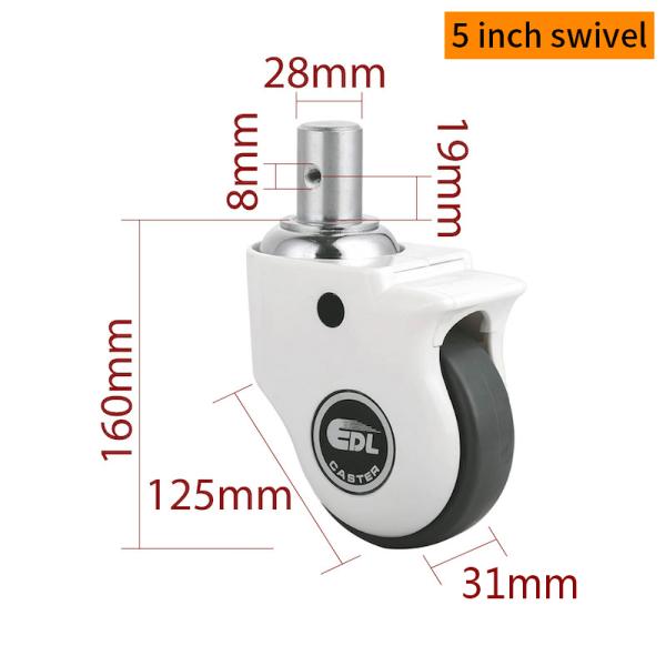 5 Inch Medical Caster Wheels TPE Tread 110kg Load