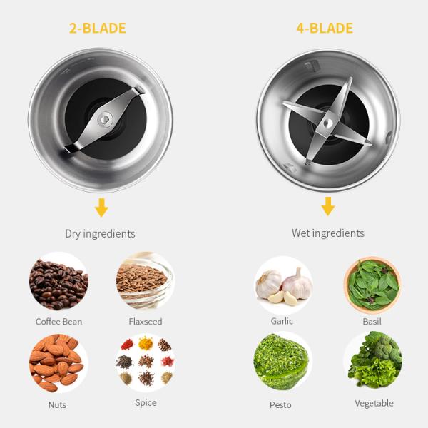 Easy Clean Detachable Home Electric Coffee Grinder Removable Cup Stainless Steel CG628B