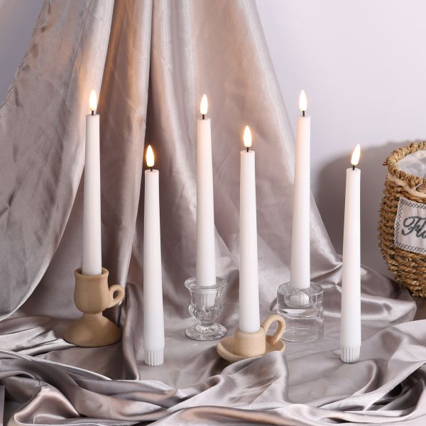 Wedding Decor 3D Flickering Candles Polished Battery Operated Electric Candles White