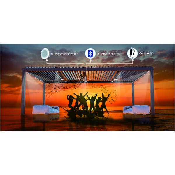 Aluminum Pergola With Electric Louvers Blade Automated For Patio Courtyard Solution