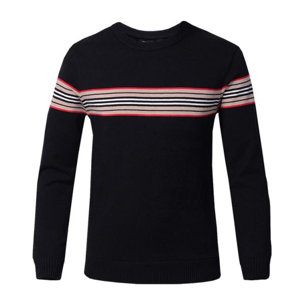 Flat Knitted Mens Warm Winter Sweaters , Round Collar Pullover Sweaters For Men