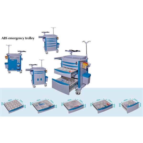 Emergency Drugs Equipment Medical Cash Cart Hospital Furniture In Blue Color