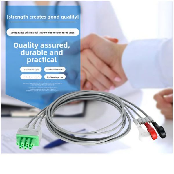 Medical Consumables Three Conductor AHA and IEC ECG Wires Compatible with Tms-6016 Telemetry Monitoring System
