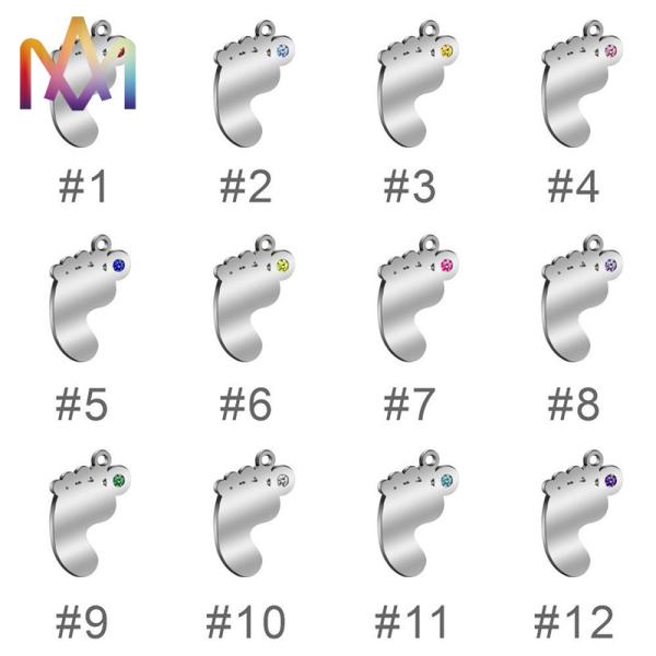 Anti Allergic Plating SS304 Baby Feet Charms 14x21MM
