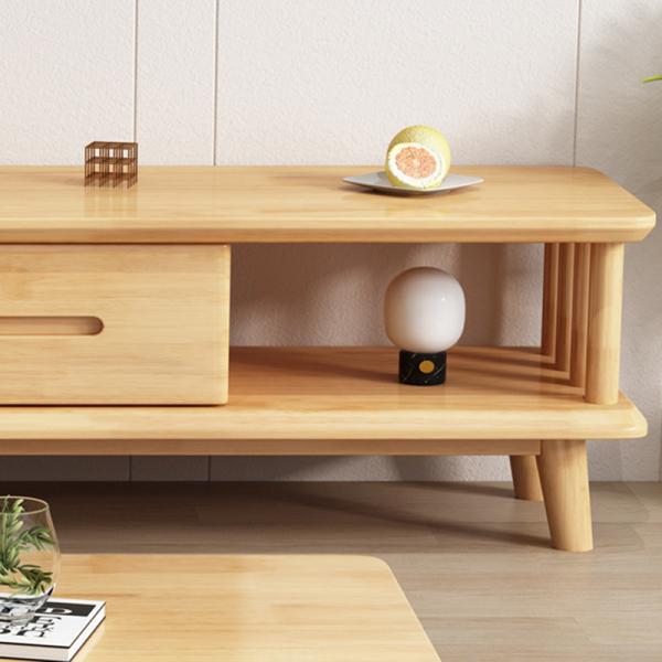 1.5m/1.8m/2m Solid Wood TV Stand, Living Room Cabinet with Storage Space, Floor