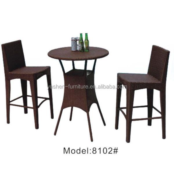 Outdoor  PE Rattan Dining Table Set with 2 Stackable Comfortable Chairs for Courtyard and Patio Use