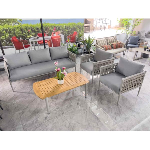 Waterproof UV Resistant Fabric 45D Density Cotton Rattan Garden Furniture Dining Set