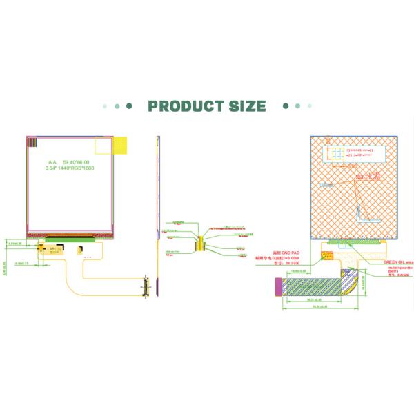 3.5 дюймовый TFT LCD модуль 1440 * 1600 - интерфейс MIPI с широким углом обзора для VR / AR