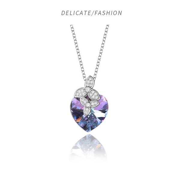 Gold Plated Heart-Shaped S925 Sterling Silver Necklace for European and American Women
