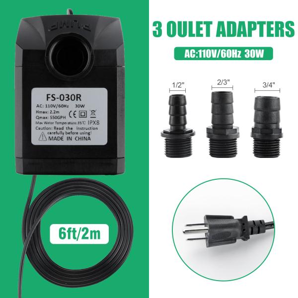 3L/M Sumersible Aquarium Submersible Water Pump 30W Adjustable Superb Quiet