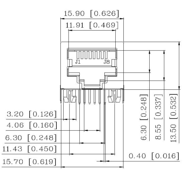 Copper Alloy RJ45 8P8C Modular Connector Jacks With Integrated Transformer