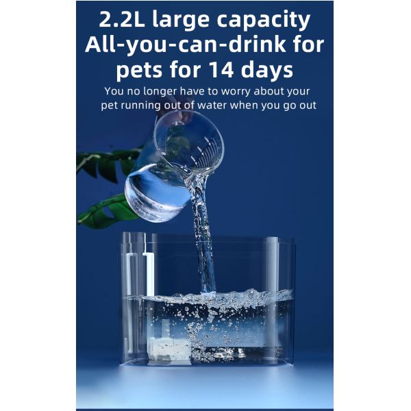Large 2L Automatic Pet Water Dispenser Stylish New Model PP Pet Fountain LCD Display Time Setting Charging Circulating