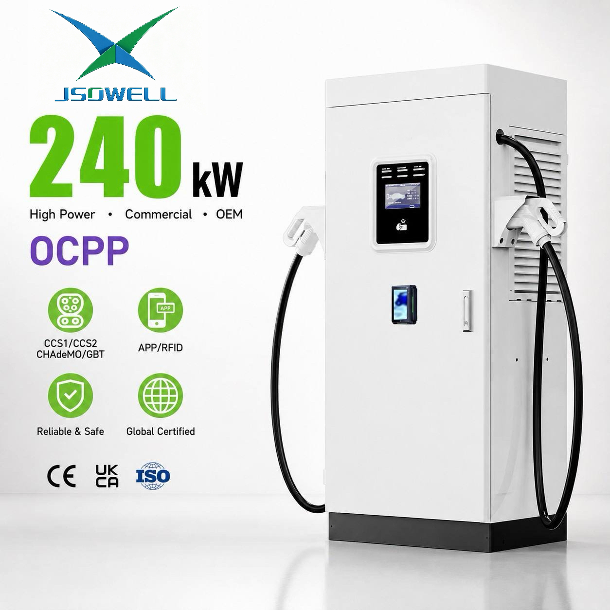 Commercial CCS2 GBT Chademo NACS 240kw for DC Fast Charging with OCPP, CE ISO