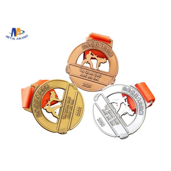 Die Cast Sport Stock Medals Antique Gold / Silver / Copper Plating