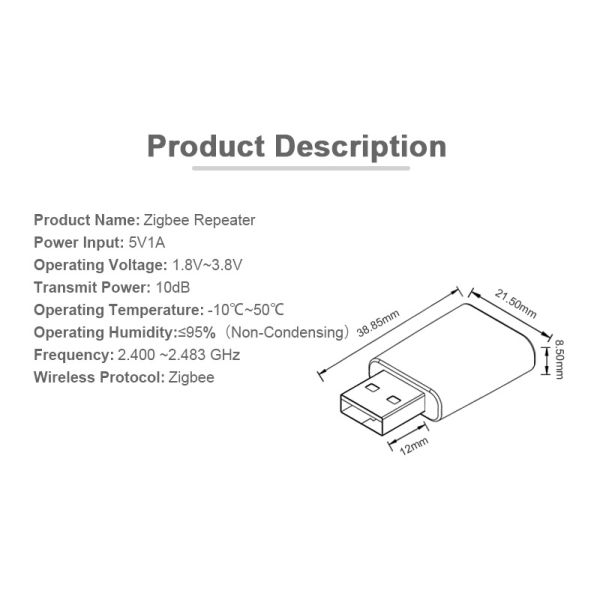 SIXWGH Tuya Zigbee 3.0 USB Repeater / Signal Booster Plug Play Range Extender Smart Home 30m Coverage Works Alexa/Google App