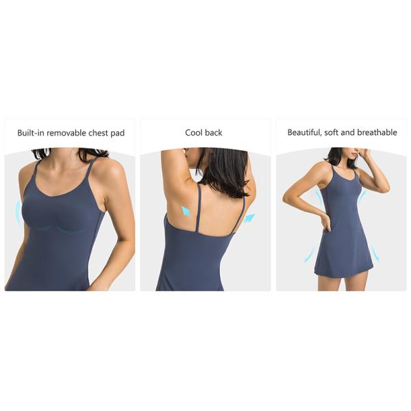 Платье тенниса женщин атлетическое с построенный в платье разминки тренировки бюстгальтера