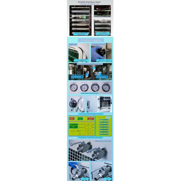 10Kg Pilot Freeze Dryer PLC Touch Screen Laboratory Freeze Dryers