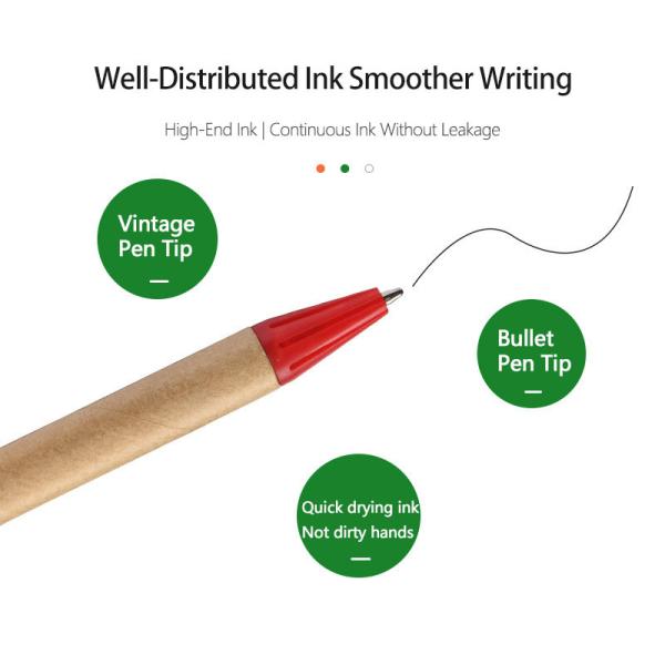 Kraft Paper Creative Ball Pen Eco Friendly Recyclable Customized Ball Point Pens