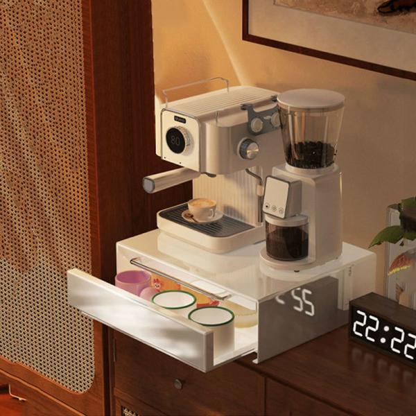 Coffee Machine Display Holder Pod Storage Drawer Dust-proof Capsule Organizer with Scalable Tray Mug Box Rack for Kitchen Office