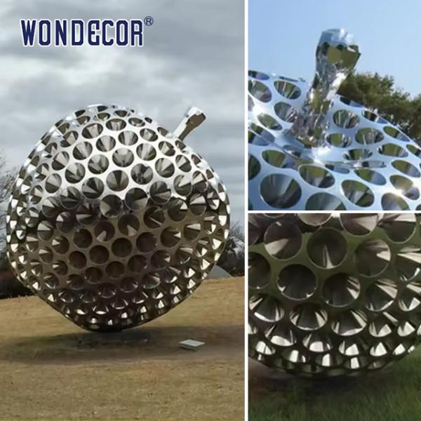 Arte metálico Grandes esculturas de jardín de acero inoxidable Hoyo cavando manzana
