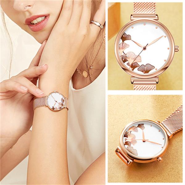 9mm Case Women Quartz Wrist Watch Symmetrical 3ATM Waterproof