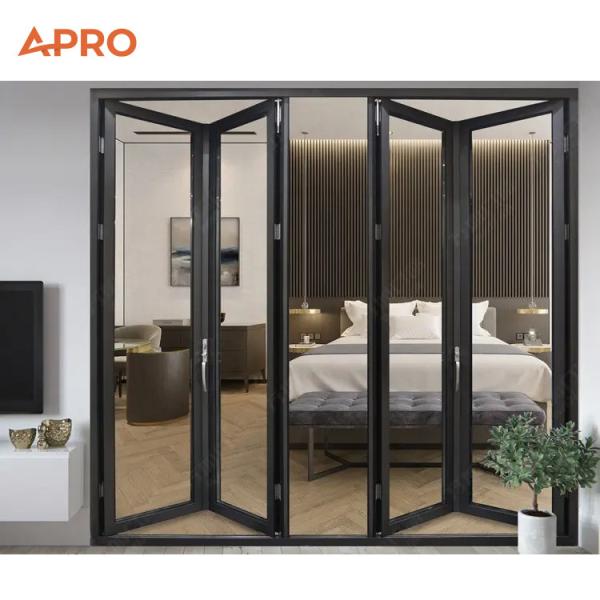 Aluminum  Glass Bifold  Door Aluminum Folding Door With Lightweight Bearings And Powder Coating