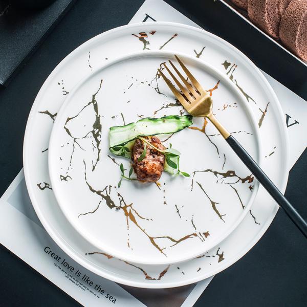 Marble Fission White Porcelain Dinnerware Sets For Restaurant Home Hotel