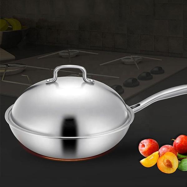 18/8 Stainless Steel Kitchen Non Stick Cooking Pot Wok With SS Lid