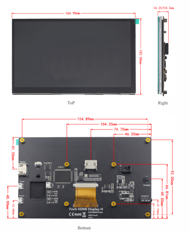 YQX6-7C 1024*600 7 Inch HDMI LCD Display , Raspberry Pi Touch Screen