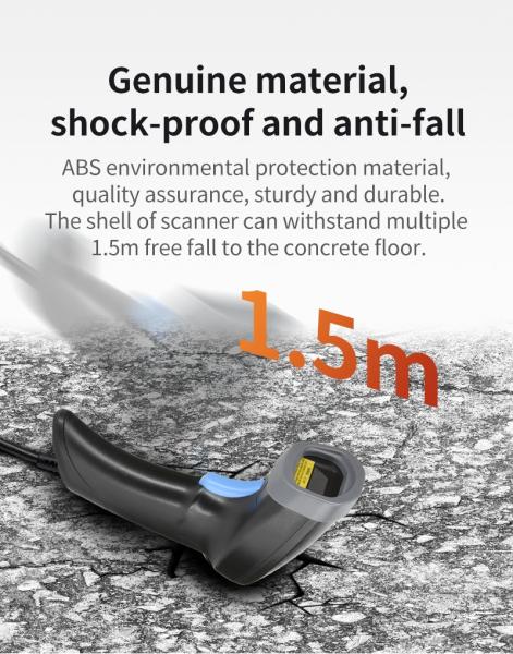 Wired USB Barcode Scanner POS Store Barcode Reader 1D 2D Handheld Bar Code Scan Gun for Warehouse Inventory Scanning