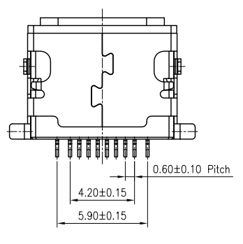 6P DIP USB Tipo C conector linha única 6,9 mm comprimento 3A 3U
