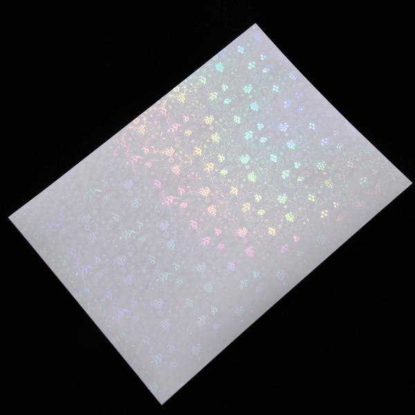 A4 Transparent Self-Adhesive Waterproof BOPP Moisture-Proof Cold Holographic Lamination Film For Stickers Flower Fruit Pattern