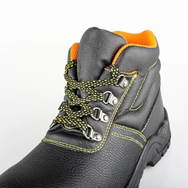 Steel Toe Genuine Leather Work Shoes Lightweight Steel Plate Safety Shoes Black